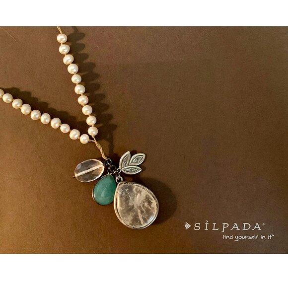 Silpada Oh-So-Pretty Pearl Quartzite Necklace N2108 with Box - Picture 2 of 5